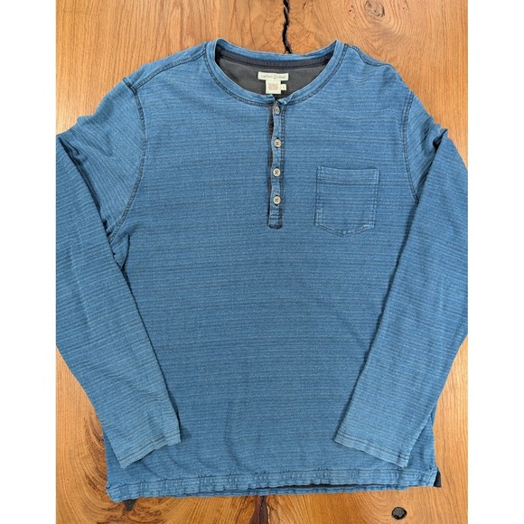 Carbon Other - Carbon2Cobalt Henley Shirt Mens L Blue Long Sleeve 100% Cotton Casual